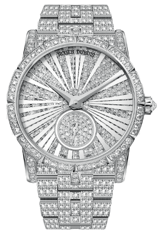 Replica Roger Dubuis Excalibur 36mm Rose Gold Haute Joaillerie Excalibur in White Gold with Diamond Bezel RDDBEX0417 RDDBEX0417