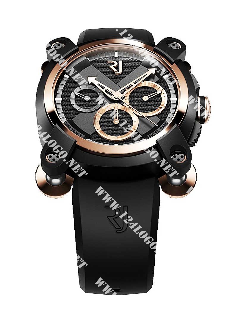 Replica Romain Jerome Moon Invader Rose Gold Moon Invader Red Metal Chronograph in Black PVD Steel with Rose Godl Bezel RJ.M.CH.IN.004.02 RJ.M.CH.IN.004.02