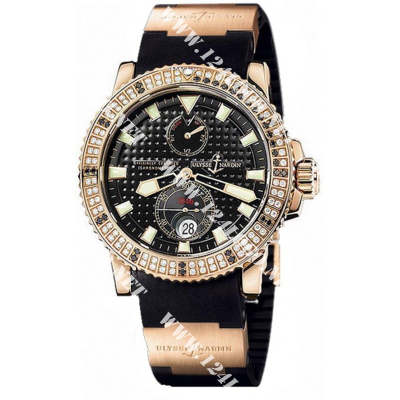 Replica Ulysse Nardin Marine Maxi-Diver-Chronometer-Rose-Gold-Diamond-Bezel 266 34 3A/92