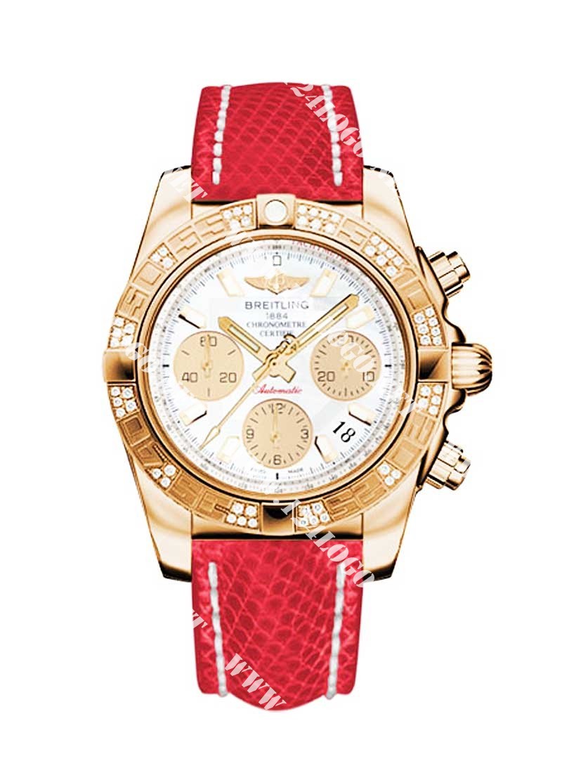 Replica Breitling Chronomat Rose-Gold HB0140AA/A722 lizard red deployant