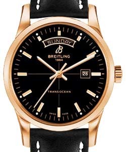 replica breitling transocean day-date-series r4531012/bb70 leather black deployant watches
