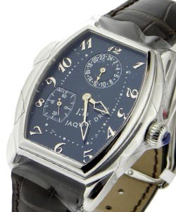 replica jaquet droz tonneau gmt steel j001120103 blu watches