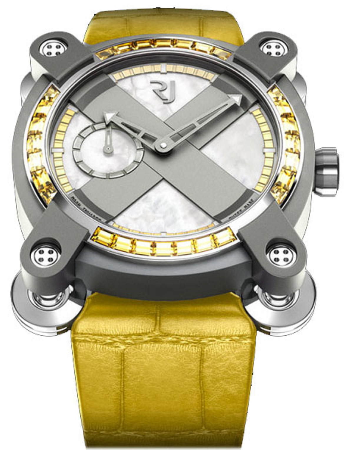 replica romain jerome moon invader titanium moon invader 40mm in titanium with yellow sapphire bezel rj.m.au.in.020.10 rj.m.au.in.020.10 watches