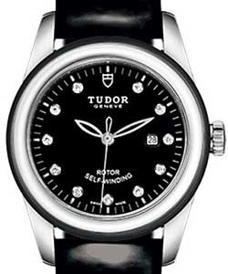 Replica Tudor Glamour Date Series 53010N BlackPaternLeather Black
