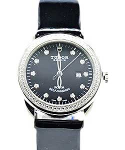 replica tudor glamour date series 55020 black patent leather strap watches