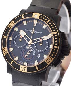 replica ulysse nardin black sea chronograph maxi marine diver black sea chronograph in rubber clad steel with rose gold bezel 353 90 3c 353 90 3c watches