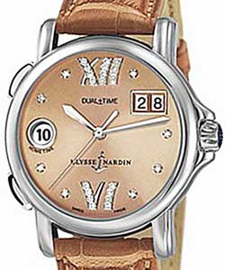replica ulysse nardin dual time lady-steel-smooth-bezel 223 22/30 09 watches