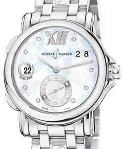 replica ulysse nardin dual time lady-steel-smooth-bezel 243 22 7/391 watches