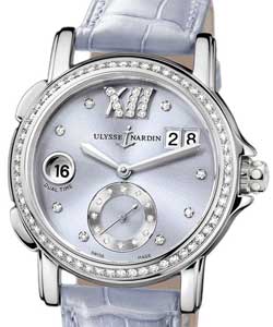 replica ulysse nardin dual time lady-steel-diamond-bezel 243 22b/30 07 watches