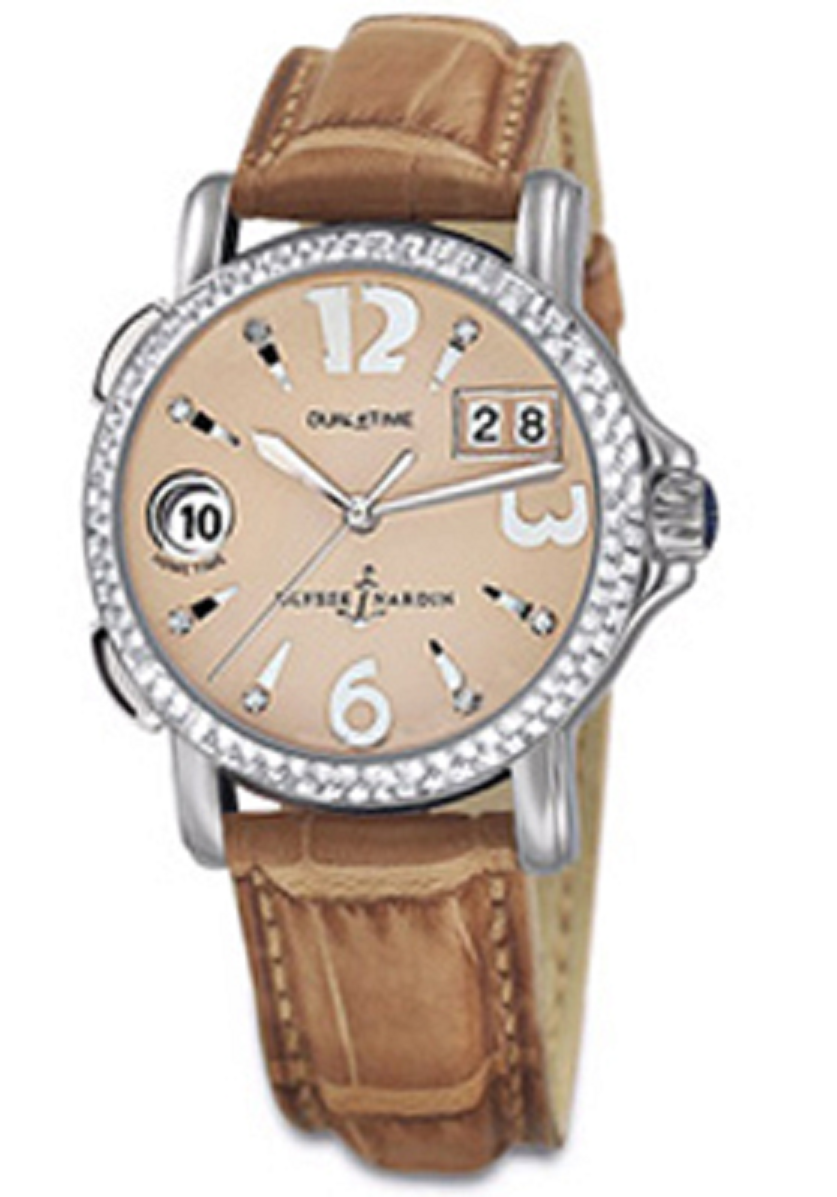 replica ulysse nardin dual time lady-steel-diamond-bezel 223 28/61 05 watches