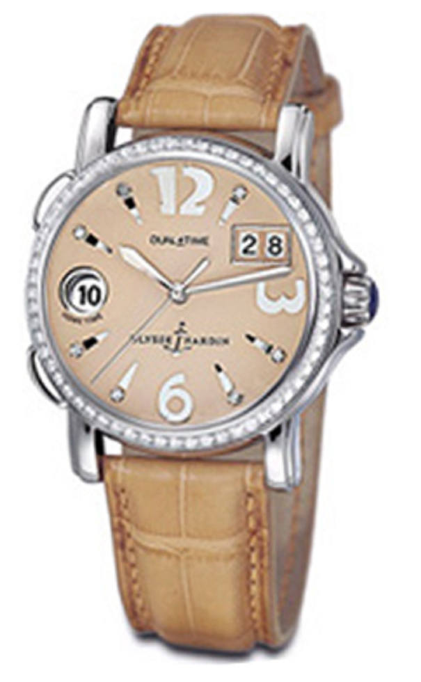 replica ulysse nardin dual time lady-steel-diamond-bezel 223 28b/61 05 watches