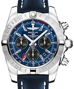 replica breitling chronomat gmt-chronograph ab042011/c852 leather blue tang watches