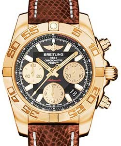 replica breitling chronomat rose-gold hb014012/ba53 lizard brown deployant watches