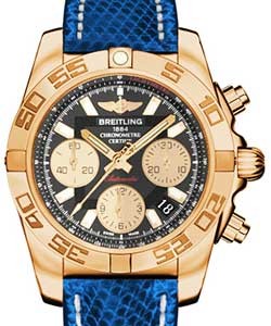 replica breitling chronomat rose-gold hb014012/ba53 lizard blue marine deployant watches