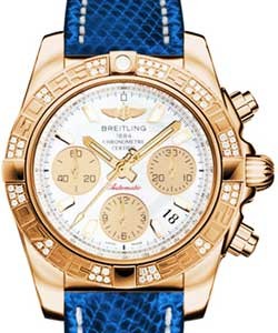 replica breitling chronomat rose-gold hb0140aa/a722 lizard blue marine deployant watches