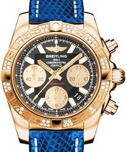 replica breitling chronomat rose-gold hb0140aa/ba53 lizard blue marine deployant watches