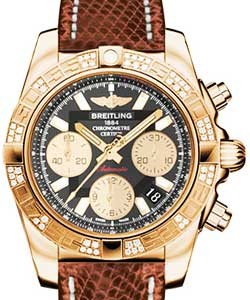 replica breitling chronomat rose-gold hb0140aa/ba53 lizard brown deployant watches