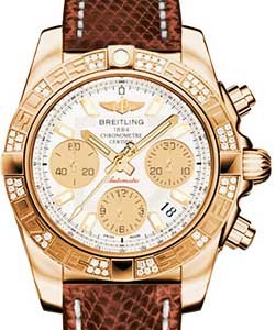 replica breitling chronomat rose-gold hb0140aa/g713 lizard brown deployant watches