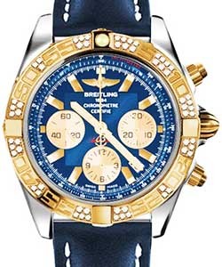 replica breitling chronomat rose-gold cb0110aa/c790 leather blue deployant watches