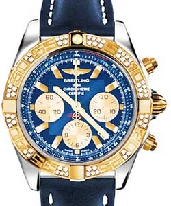 Replica Breitling Chronomat Rose-Gold CB0110AA/C790 leather blue tang