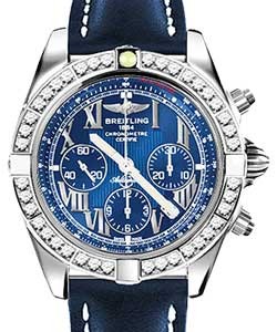 replica breitling chronomat 44 steel ab011053/c783 leather blue deployant watches