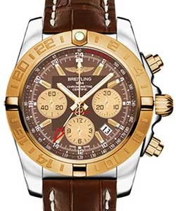 replica breitling chronomat 44mm gmt 2-tone cb042012/q590 croco brown deployant watches