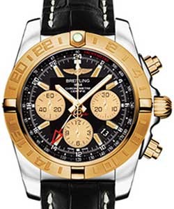 replica breitling chronomat 44mm gmt 2-tone cb042012/q590 croco black tang watches