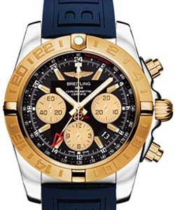 replica breitling chronomat 44mm gmt 2-tone cb042012/bb86 diver pro iii blue tang watches