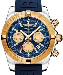 replica breitling chronomat 44mm gmt 2-tone cb042012/c858 diver pro iii blue tang watches