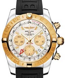 replica breitling chronomat 44mm gmt 2-tone cb042012/g755 diver pro iii black folding watches