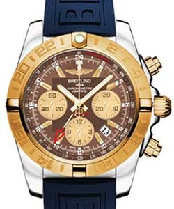 replica breitling chronomat 44mm gmt 2-tone cb042012/q590 diver pro iii blue folding watches