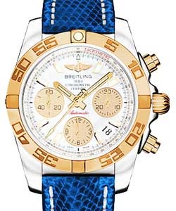 replica breitling chronomat b01 2-tone cb014012/a722 lizard blue marine deployant watches