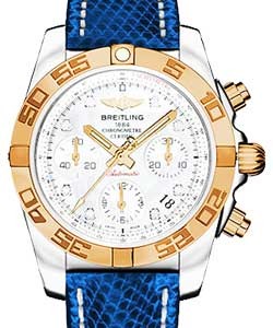 replica breitling chronomat b01 2-tone cb014012/a723 lizard blue marine deployant watches