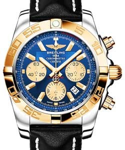 replica breitling chronomat b01 2-tone cb011012/c790 leather black tang watches