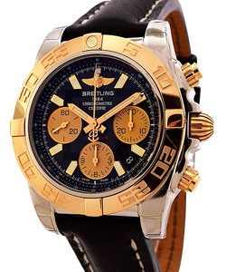 replica breitling chronomat b01 2-tone cb014012/ba53 leather black deployant watches