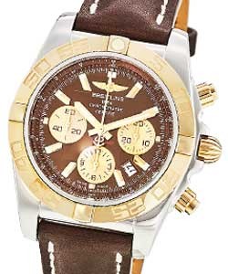 replica breitling chronomat b01 2-tone cb011012/q576 leather brown deployant watches