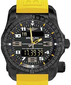 replica breitling emergency titanium v76325a4/bc46 twinpro yellow black deployant watches