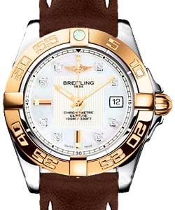 replica breitling galactic 32mm-2-tone c71356l2/a712 leather brown deployant watches